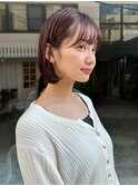 大人可愛い韓国ボブヘア前髪あり暖色カラー髪質改善ストレート