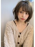 【添田】無造作カール耳かけ結べるボブカーキグレージュ