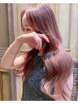 リル(Lille 橋本) アプリコットラベンダー_チェリーブラウン_レイヤーロング