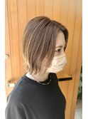 切りっぱなし外ハネ丸み大人ボブ◇20代30代40代ハイライト
