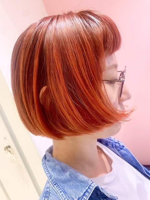 クラシカルボブ×オレンジヘア