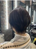 グレージュカラーフレンチカジュアルステップボーンカット