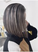 バレイヤージュ/ハイライト/ダブルカラー/ケアブリーチ/ボブ