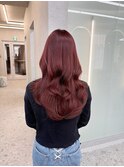 市野瀬裕奈/博多韓国ヘア/チェリーレッド/ワインレッド/レイヤー