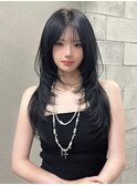 松尾菫菜/レイヤーカット/ブルーブラック/韓国ヘア