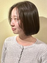 ヘアーグロウ&nbsp;前髪なしボブかき上げボブ顔まわりレイヤーオリーブブラウン横浜