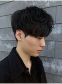 メンズマッシュセンターパートスパイラルパーマニュアンスパーマ