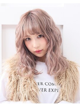 ヘアーズベリー 淡路店(hairs BERRY) BERRY_フリンジウェーブ_ミディ_ピンクアッシュ_前髪