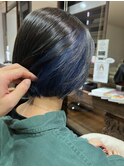 インナーカラー ブルー ミニボブ