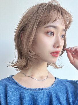 フィーリーカラー 大阪梅田店(feery color) オリーブベージュショートミニボブグレージュブリーチレイヤー