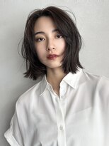 ルネ 北千住(Renee) ミディアムレイヤー_ 前髪パーマグレーベージュ