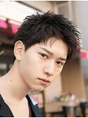 刈り上げアップバングビジネスヘアスパイキーショート