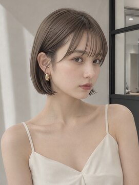 ユーフォリア 青山(Euphoria) 小顔マレットボブヘア◎暗髪でも透明感ヘーゼルグレージュ