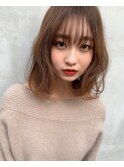 ナチュラル大人っぽゆるロブ、シースルーベージュ/担当 大山