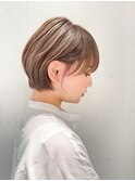 【東 純平】小顔丸みショートボブ+ミルクティーベージュ
