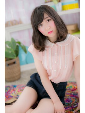 ミック 日暮里店(miq) 大人かわいい斜めバングシアーグレージュエアリーミディa1