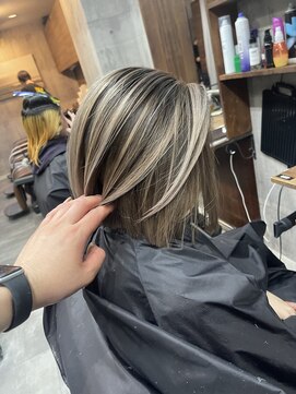 ラフ(LAFF) #バレイヤージュ#グレージュカラー#ボブウルフ#ココアベージュ