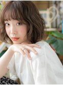 ★前髪パーマグレージュカラーくびれボブパーマ20代30代40代★10