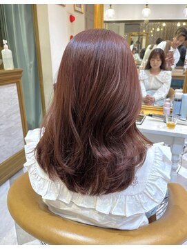 ロンドアベニール 北千住(Lond avenir) レイヤーカット　ブリーチなし　ピンクベージュ　こなれミディ