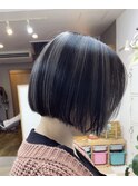 秋冬ボブ/ホワイトベージュハイライト