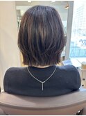 レイヤーボブ ボブレイヤー オリーブグレージュ 切りっぱなし