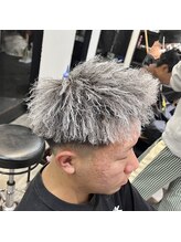 ホワイトメッシュ×ツイストパーマ