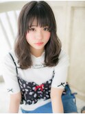 mod's姪浜/黒髪アッシュ小顔レイヤーカットウェーブミディアムi