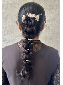結婚式お呼ばれ編みおろし/ヘアセット/カチモリ/アレンジ