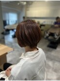 レディース20代30代40代◎アプリコットオレンジ夏ショートボブ