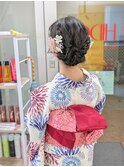 浴衣　編み込みアレンジ