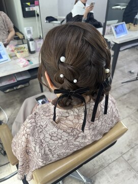 アジールヘア 所沢プロペ通り店(agir hair) ミディアム ツインお団子ヘアヘアセットパーティーセット