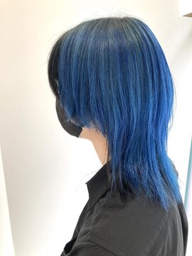 ネオヘアー 曳舟店(NEO Hair) ウルフ×ブルー【クゴウ】デザインカラー/ツートンカラー/曳舟
