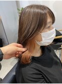 脱白髪染め◎オレンジインナーカラー