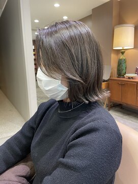 インビテーション 名古屋(invitation) 切りっぱなしbob、ブリーチなしグレージュ