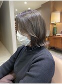 切りっぱなしbob、ブリーチなしグレージュ