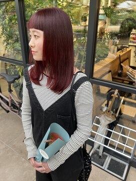 シュプール(SPUR) カシスブラウン大人ミディぱっつん前髪フェイスレイヤー20代30代