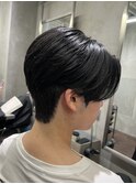 センターパート ダウンパーマ