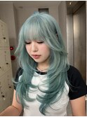 天神大名レイヤーカットデザインカラーブリーチ