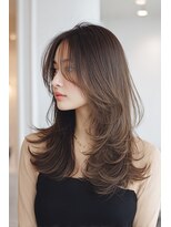 ケシキ 表参道 原宿(kesiki.)&nbsp;ミディアムレイヤー顔周りレイヤーハッシュカット韓国へア