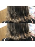 大人可愛い20代30代40代★ブランジュ×ハイライト小顔外ハネボブ