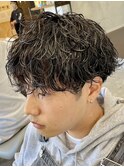 波巻きスパイラルパーマツーブロックマッシュクリームパーマ
