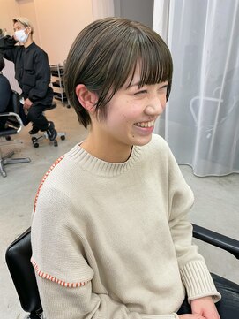 ヘアー アイス カンナ(HAIR ICI Canna) ダークオリーブベージュ/小顔ショート/ハイライトカラー