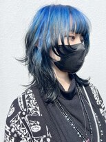 ザ キャンバス ミヤザキツネヒサ(THE CANVAS 宮崎恒久) ウルフカット ブルー アンブレラカラー basi