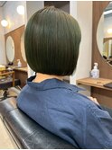 ピスタチオグリーン 丸みボブ 美髪 艶トリートメント 10代20代