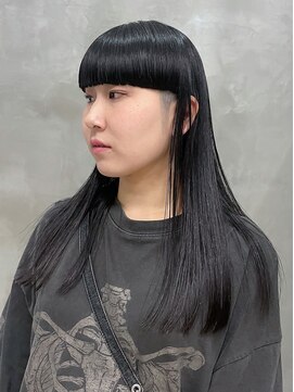 テトヘアー(teto hair) 刈り上げワイドバング黒髪ストレートパッツン