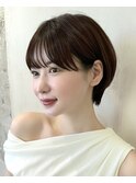 (岩田莉奈)うる艶カラー30代40代50代丸みショートひし形新宿