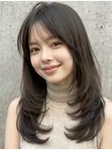バタフライカット大人美人ワンホンレイヤーロングA9川口20代30代