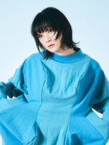 エミュ 表参道 青山(emu)&nbsp;ぱっつんワイドバング×ブルーブラックモードマッシュウルフボブ