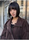 ブルーブラック透明感カラー髪質改善レイヤーボブ