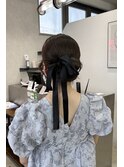 結婚式お呼ばれリボン×タイトカチモリヘアアレンジ